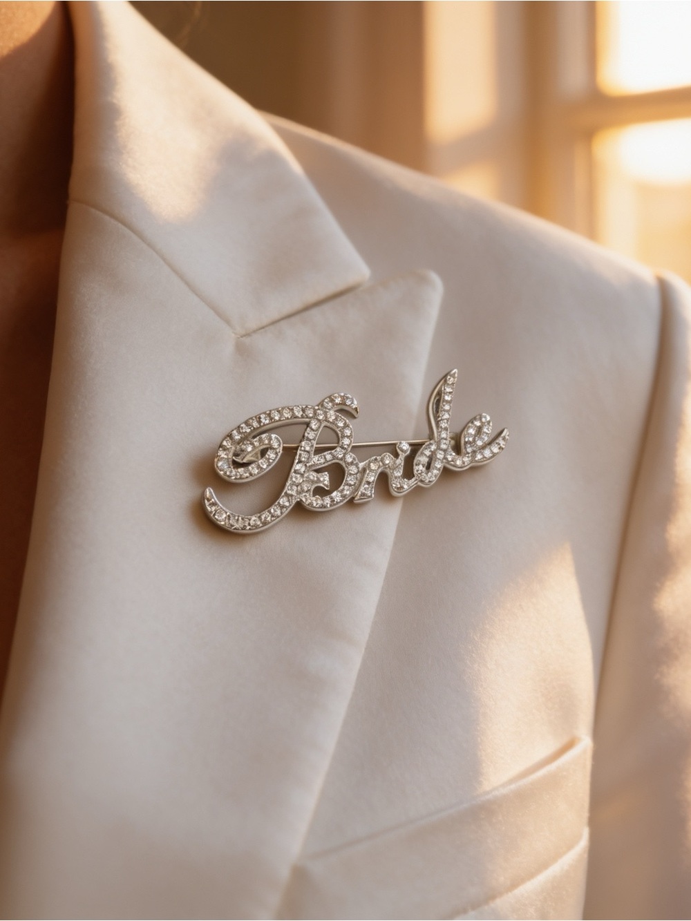 Bride Rhinestone Brooch Pin Bridal Shower Wedding Bachelorette Statement Jewelry - Picture 2 of 4